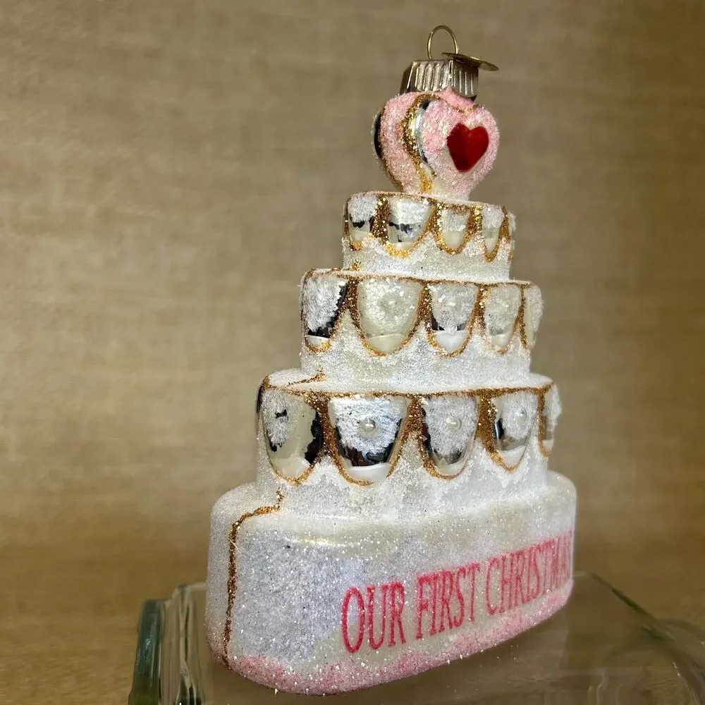 Radko Our First Christmas Wedding Cake Ornament NIB 2008 Celebrations